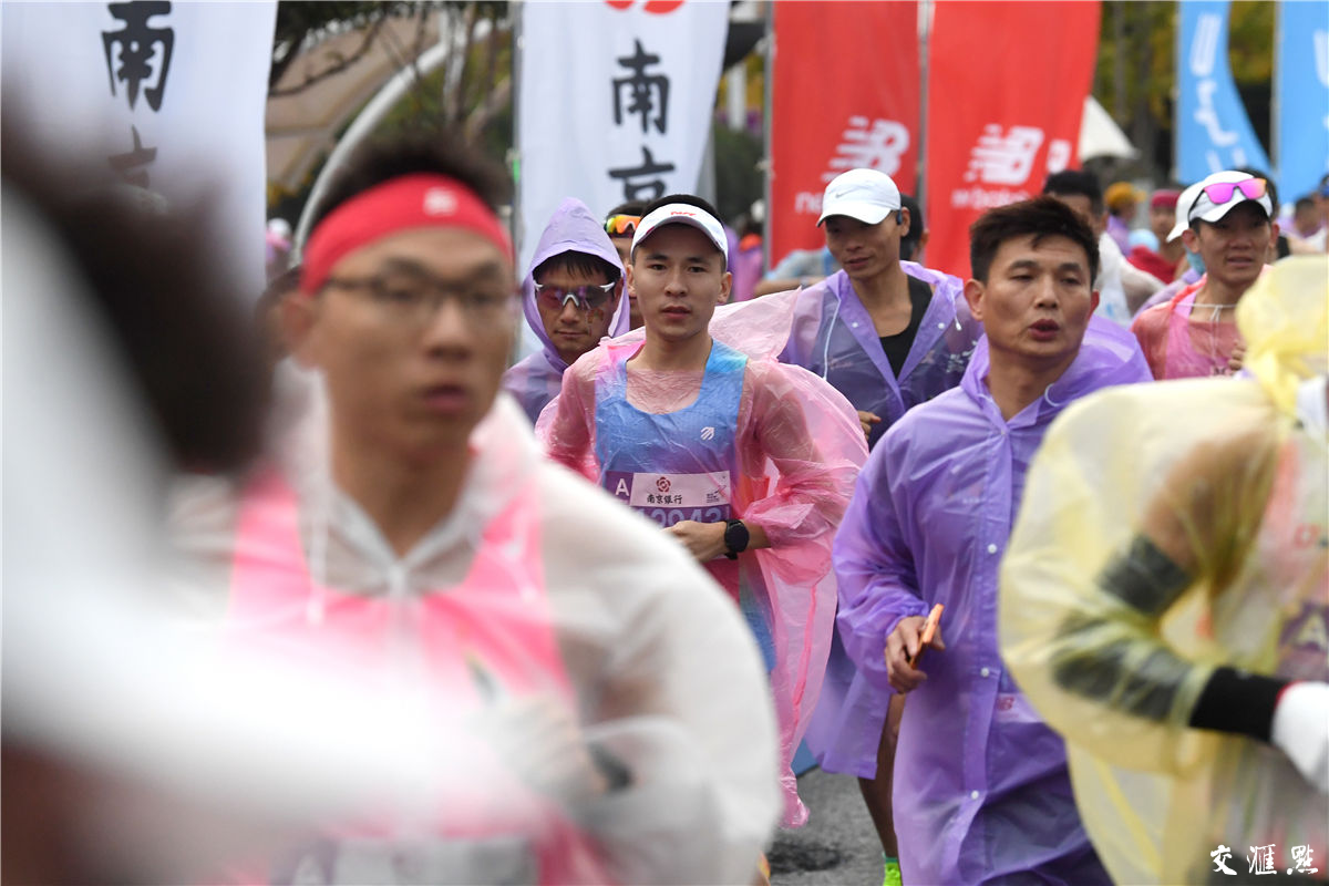 11月17日，2024南京马拉松暨大运河马拉松系列赛（南京站）在南京奥体中心鸣枪起跑。本届南京马拉松分“马拉松”和“迷你健康跑”两个项目，来自全球各地的30000名跑友在山水相依、城林交融的古都金陵，尽情挥洒汗水，体验奔跑的激情，感受南京的独特魅力。 新华日报·交汇点记者 万程鹏 蒋文超 余萍 摄